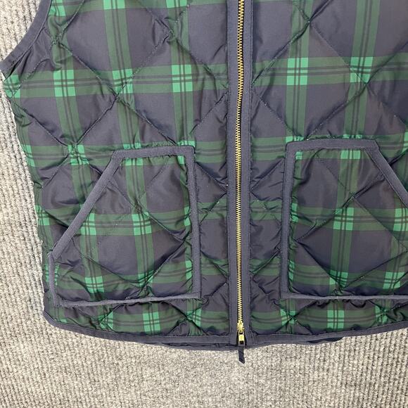 J Crew Factory Womens Plaid Quilted Puffer Vest Size Small Down Filled Preppy - Picture 3 of 9